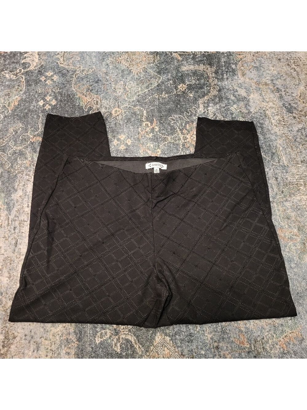 Nanette Lepore Black Textured Trousers Pull On Size XL